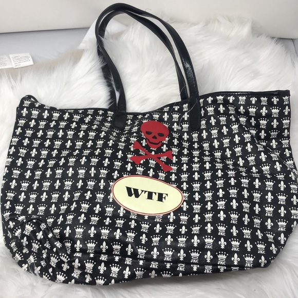 Jessica Kagan Cushman Handbags - Jessica Kagan Cushman JKC Studio Skull  “WTF” Tote Bag 11.5” Tall X 18” …